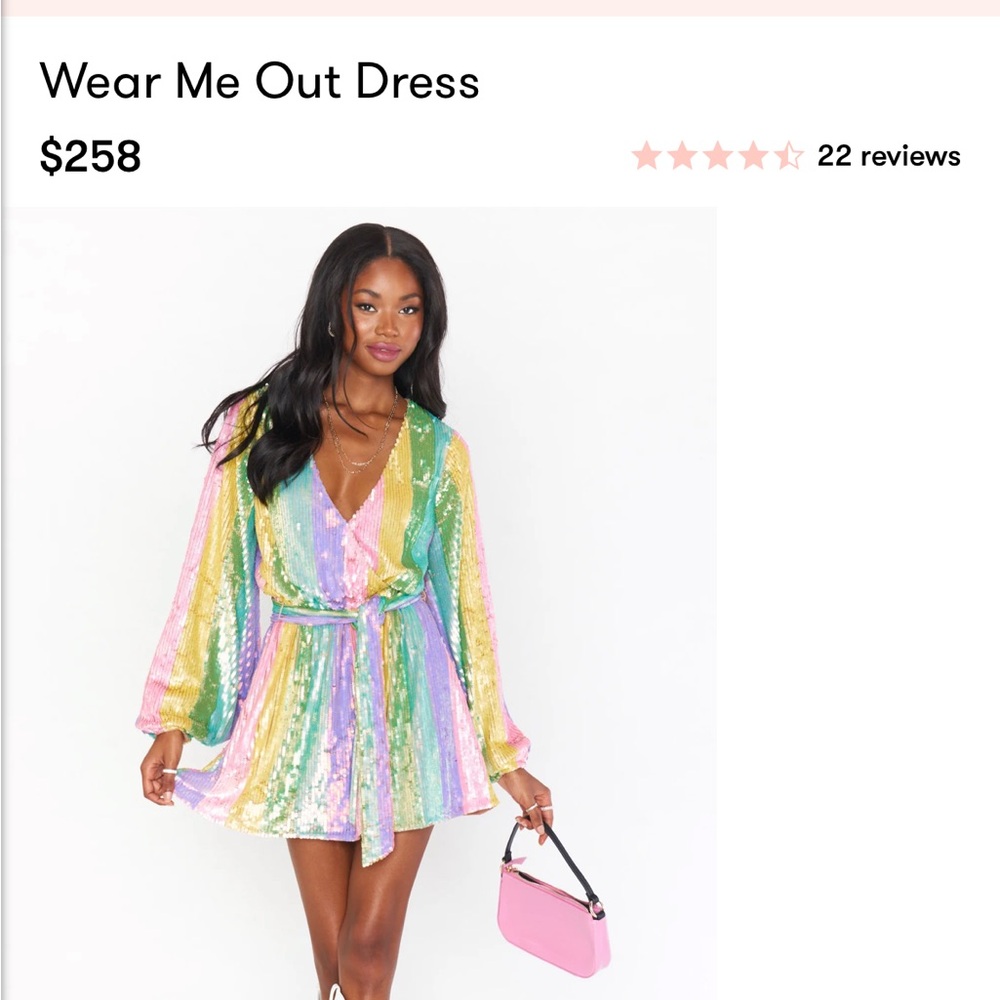 Show Me Your MuMu Pink and Yellow Plunge Bishop Sleeve Sundress